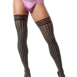 Kixies Gray Pinstripe Thigh Highs
