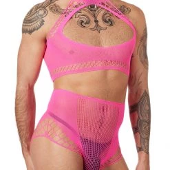 Leg Avenue Halter Crop Top & High Waist Panty Set