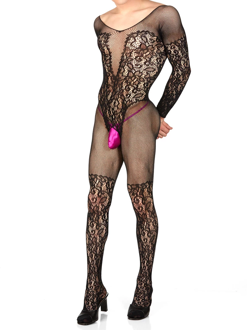 Leg Avenue Long Sleeve Lace Bodystocking Lingerie 3 Leg Avenue Long Sleeve Lace Bodystocking Lingerie