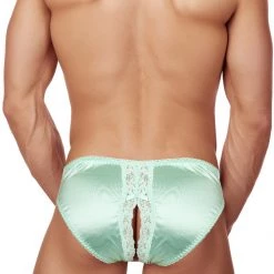 Ruby Shimmer Satin Crotchless Panties