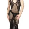 Leg Avenue Fishnet And Lace Halter Dress
